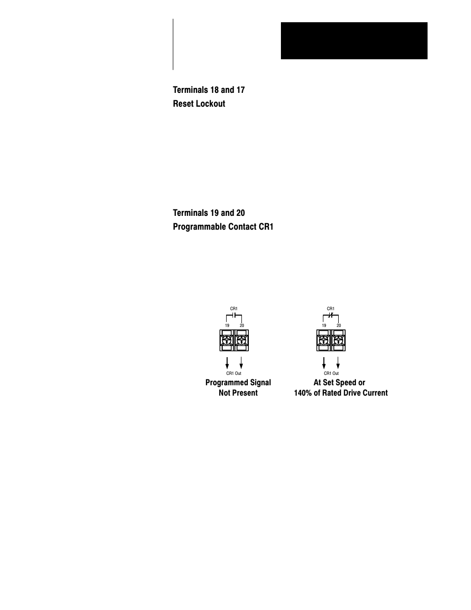 Terminals 18 and 17 reset lockout | Rockwell Automation 1333 Drive, 3/4-5HP, 230-575V Series D User Manual | Page 42 / 138