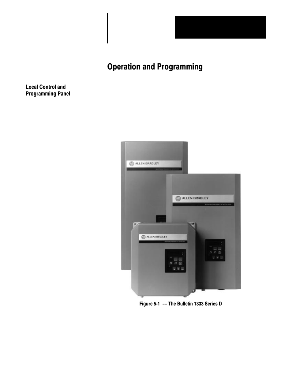 5 - operation and programming, Local control and programming panel, Operation and programming | Rockwell Automation 1333 Drive, 3/4-5HP, 230-575V Series D User Manual | Page 44 / 138