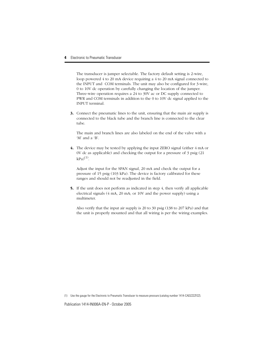 Rockwell Automation 1414-INZ10ZXPBP,,1414-CNZ10ZXPBP Electronic to Pneumatic Transducer User Manual | Page 4 / 8