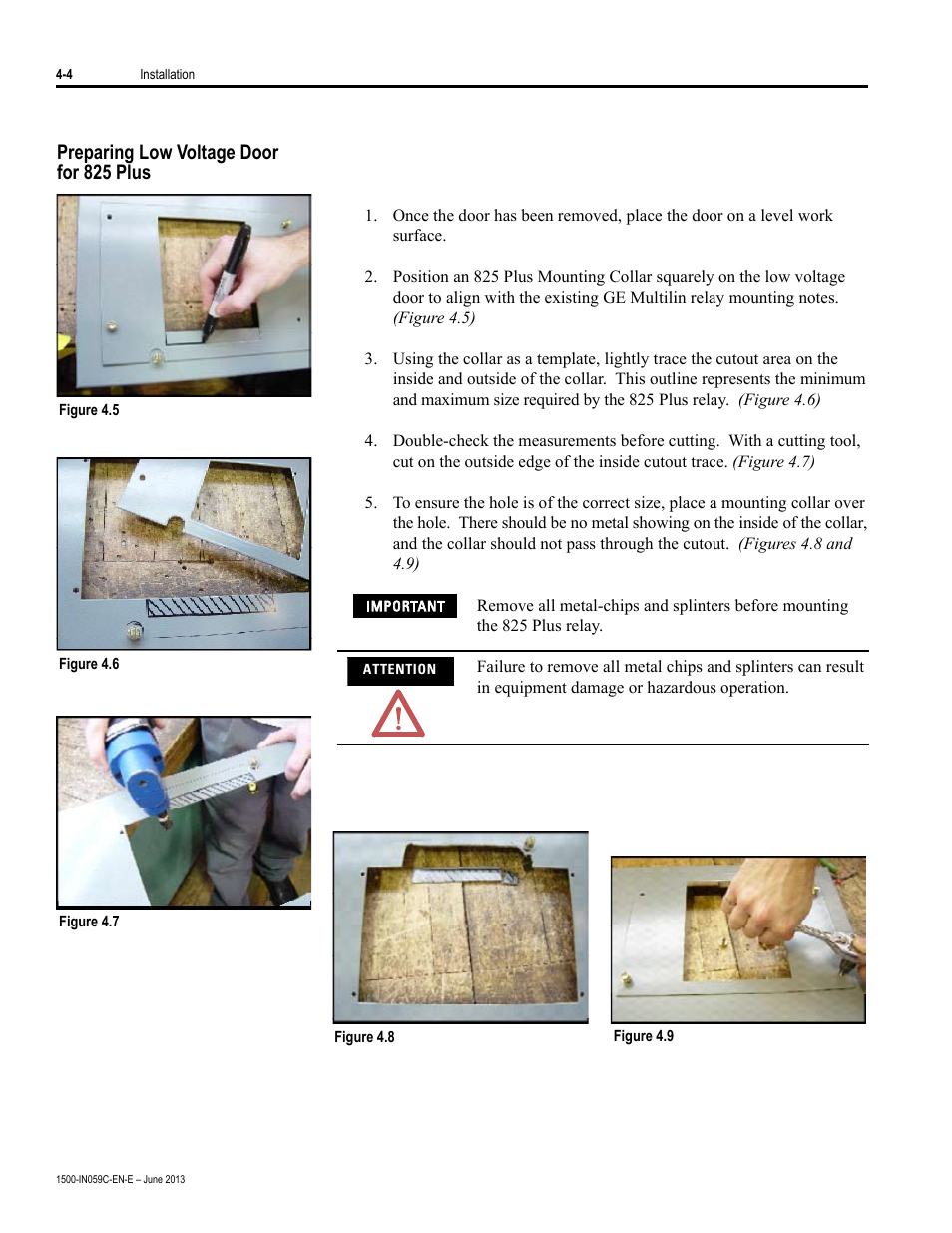 Preparing low voltage door for 85 plus | Rockwell Automation 1500 Modular Protection System Conversion Kit (GE Multilin to Bulletin 825 Plus) User Manual | Page 18 / 55