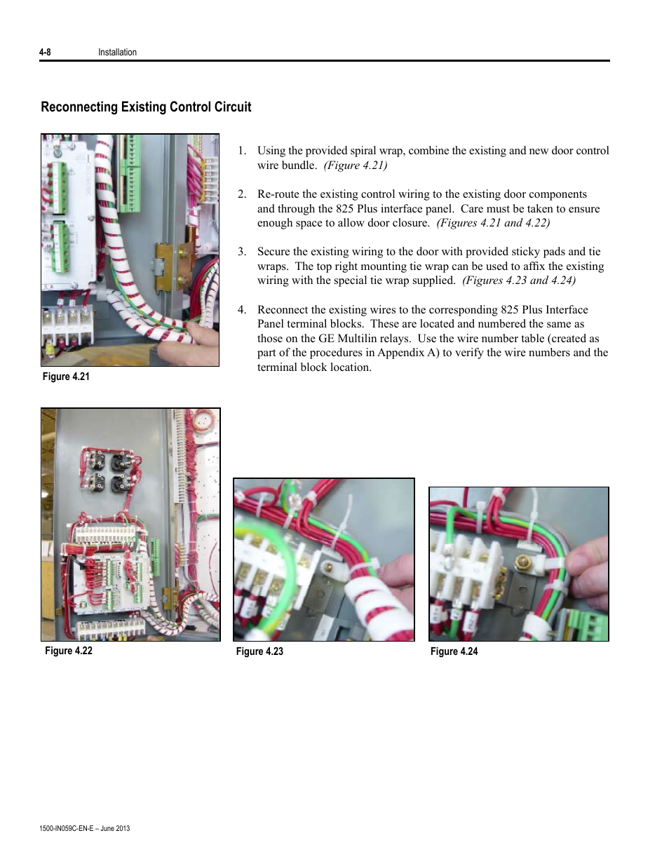 Reconnecting existing control circuit | Rockwell Automation 1500 Modular Protection System Conversion Kit (GE Multilin to Bulletin 825 Plus) User Manual | Page 22 / 55