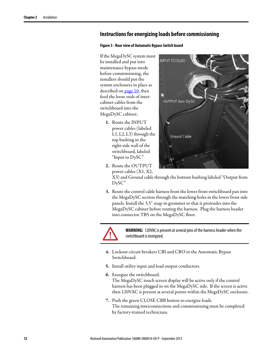 Install utility input and load output conductors | Rockwell Automation 1608M MegaDySC User Manual, 400 A User Manual | Page 12 / 48