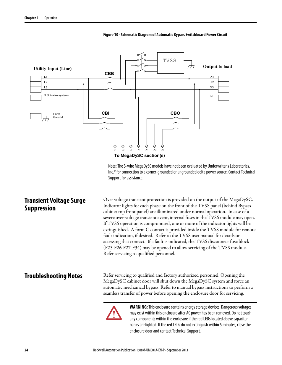 Transient voltage surge suppression, Troubleshooting notes, Tvss | Rockwell Automation 1608M MegaDySC User Manual, 400 A User Manual | Page 24 / 48