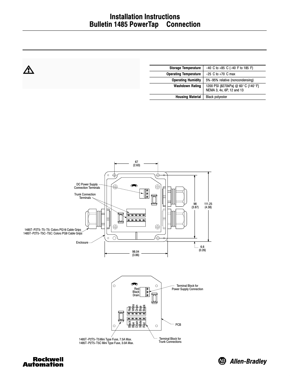 Rockwell Automation 1485 PowerTap Connection User Manual | 2 pages