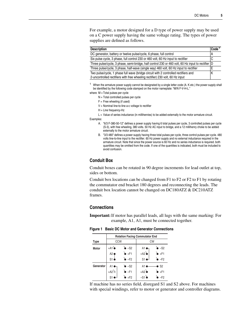 Conduit box, Connections | Rockwell Automation 1325L DC Motors User Manual User Manual | Page 5 / 24