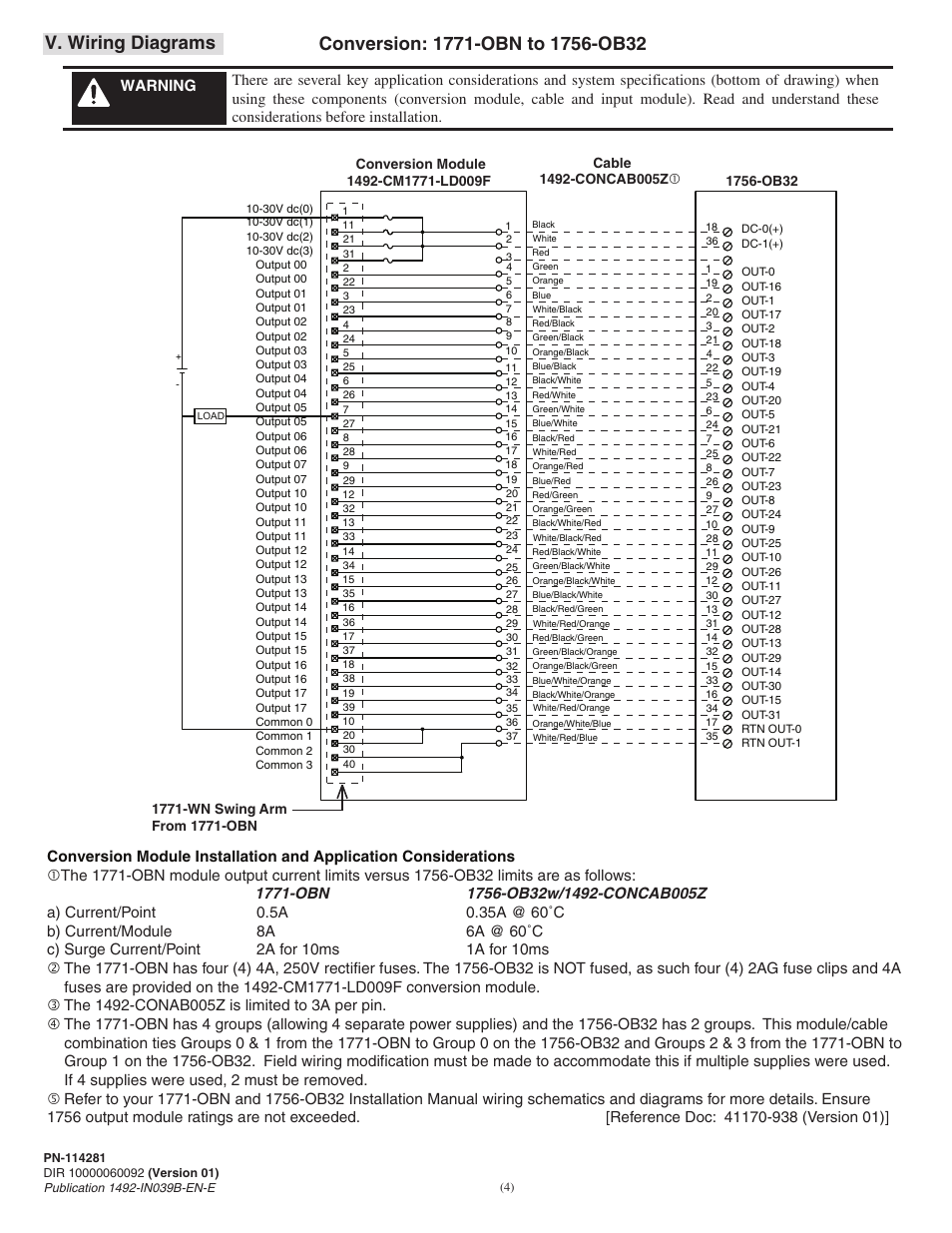 V. wiring diagrams | Rockwell Automation 1492-CM1771-LD009F Fused Field Conversion Module User Manual | Page 4 / 6