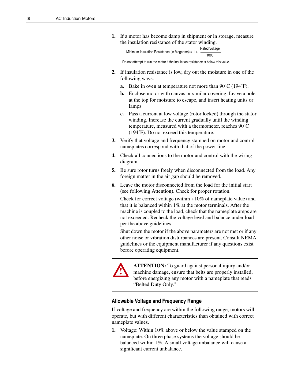 Allowable voltage and frequency range | Rockwell Automation 1329M AC Induction Motors, 56-5000 Frame, User Manual User Manual | Page 8 / 16