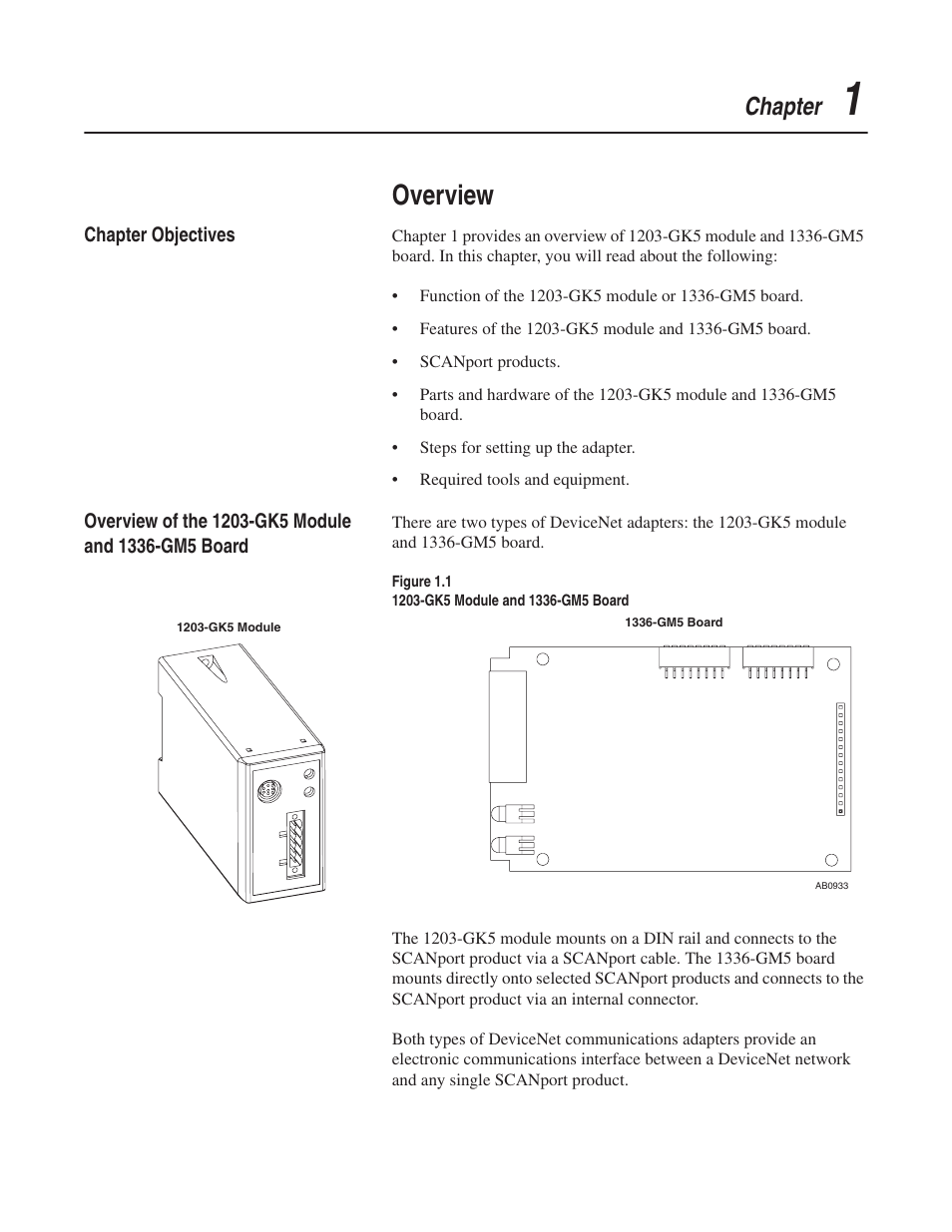 Overview, Chapter | Rockwell Automation 1203-GK5 DeviceNet Communications Module FRN 1.xxx-3.xxx User Manual | Page 13 / 146