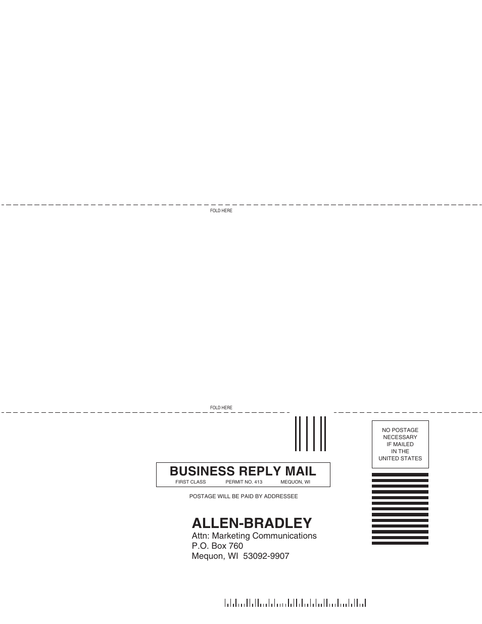 Allen-bradley, Business reply mail | Rockwell Automation 1203-GK5 DeviceNet Communications Module FRN 1.xxx-3.xxx User Manual | Page 144 / 146