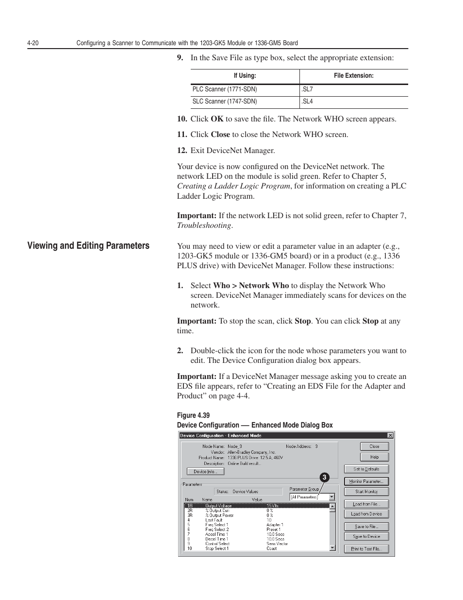 Viewing and editing parameters | Rockwell Automation 1203-GK5 DeviceNet Communications Module FRN 1.xxx-3.xxx User Manual | Page 58 / 146