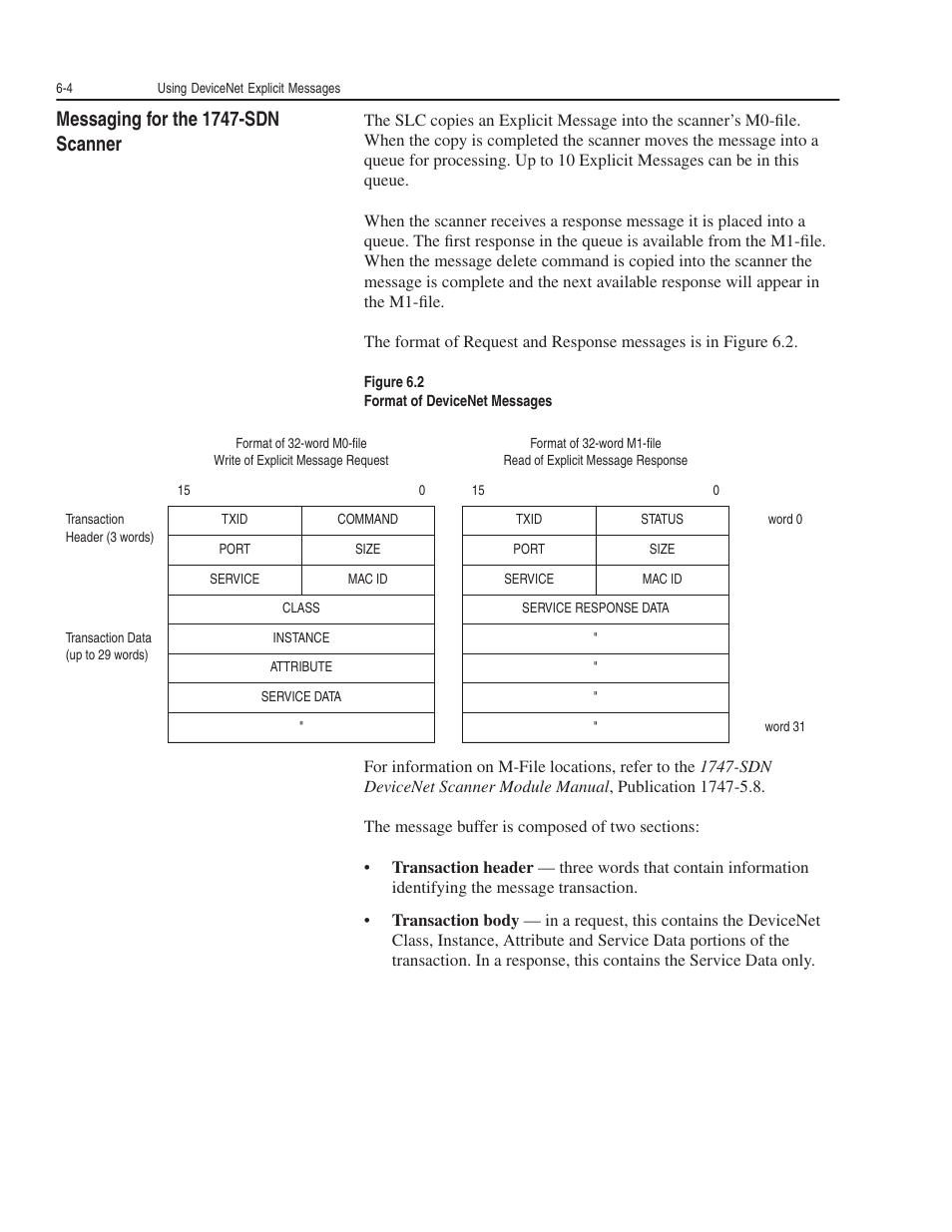 Messaging for the 1747-sdn scanner | Rockwell Automation 1203-GK5 DeviceNet Communications Module FRN 1.xxx-3.xxx User Manual | Page 72 / 146