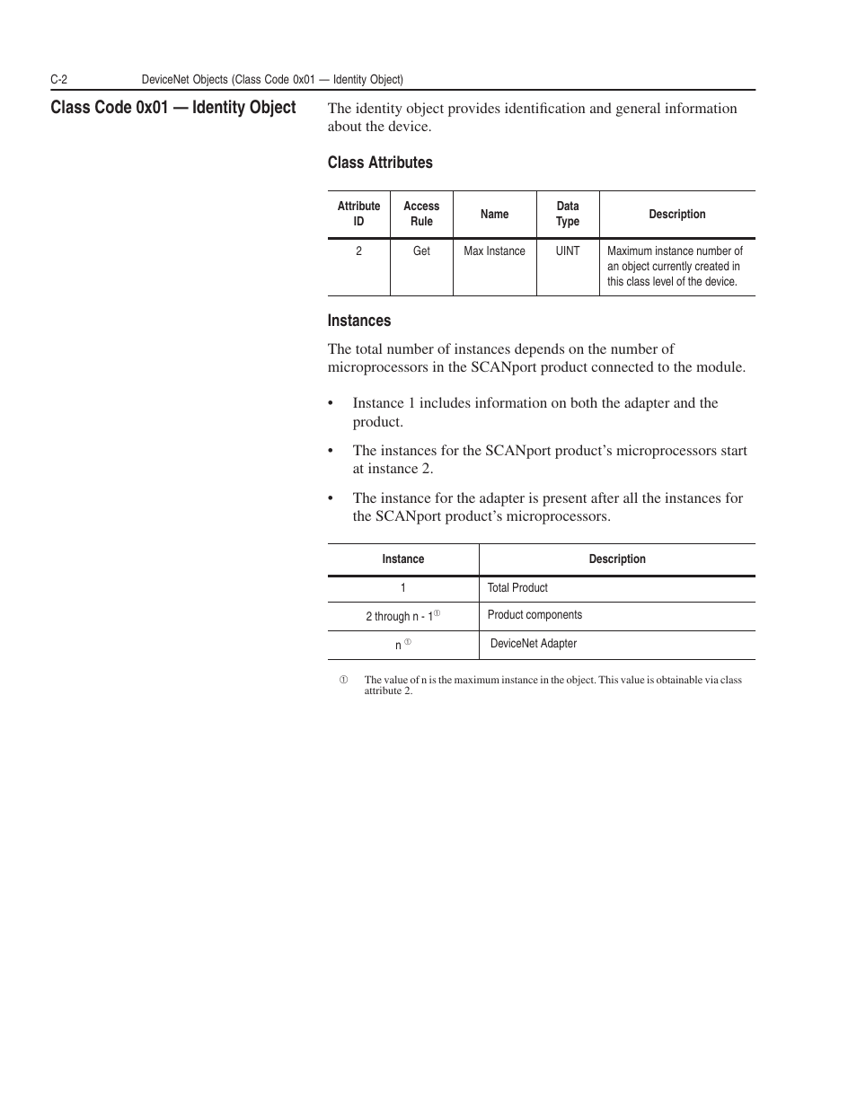 Class code 0x01 — identity object | Rockwell Automation 1203-GK5 DeviceNet Communications Module FRN 1.xxx-3.xxx User Manual | Page 92 / 146