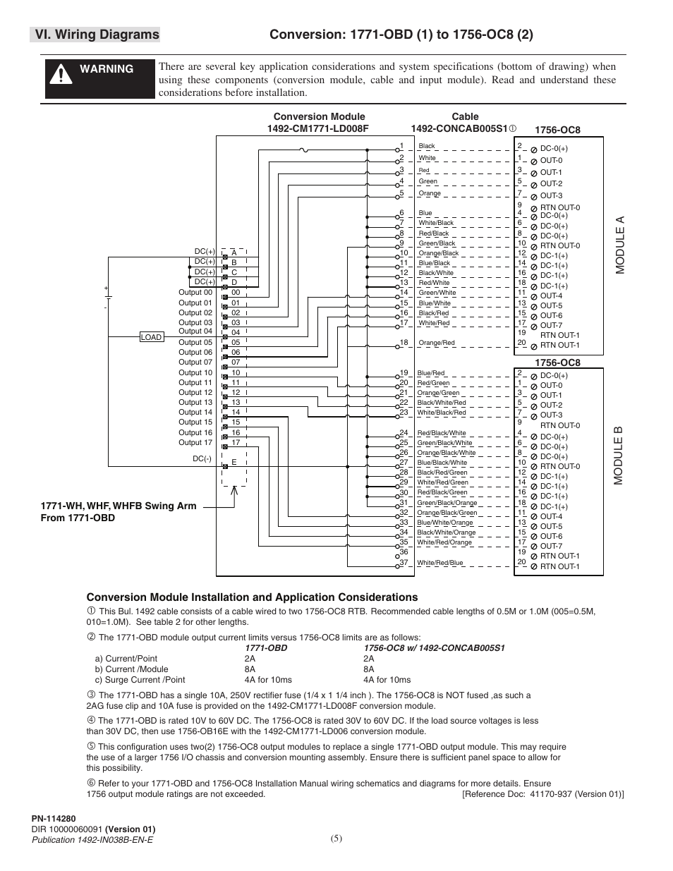 Vi. wiring diagrams, Module b module a | Rockwell Automation 1492-CM1771-LD008F Fused Field Conversion Module User Manual | Page 5 / 6