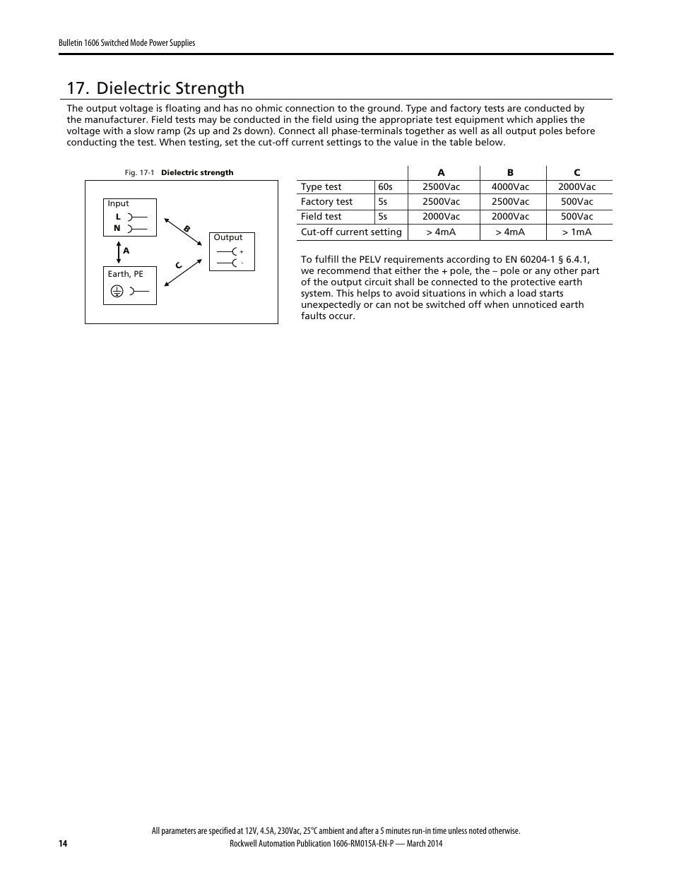 Dielectric strength | Rockwell Automation 1606-XLP60BQ Power Supply Reference Manual User Manual | Page 14 / 24