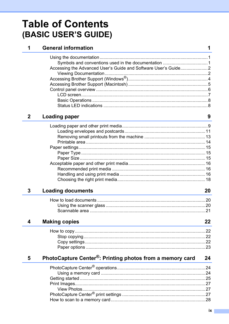 Brother DCP-J125 User Manual | Page 11 / 83