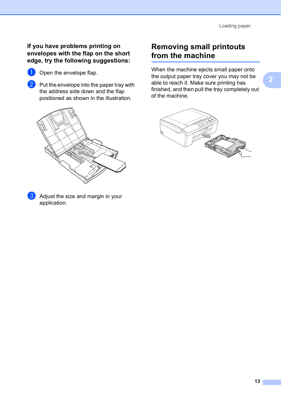 Removing small printouts from the machine | Brother DCP-J125 User Manual | Page 27 / 83