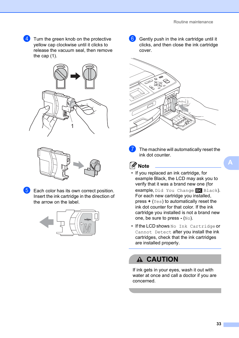 Caution | Brother DCP-J125 User Manual | Page 47 / 83