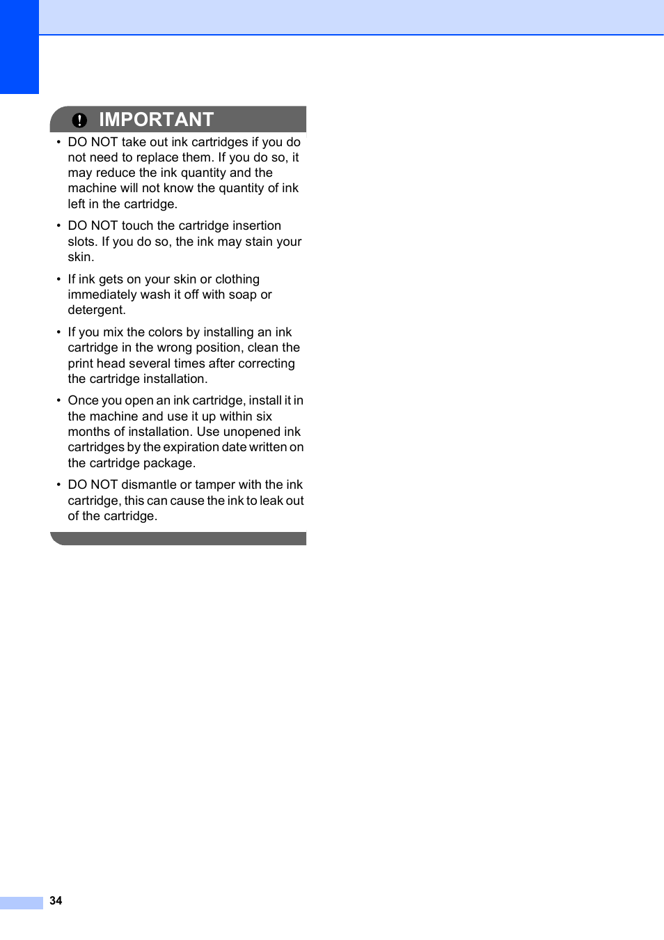 Important | Brother DCP-J125 User Manual | Page 48 / 83