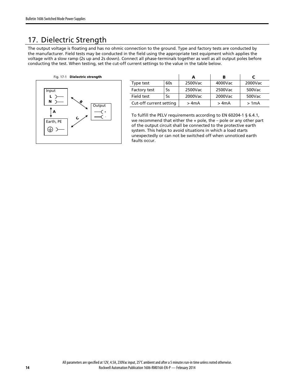 Dielectric strength | Rockwell Automation 1606-XLP60BQT Power Supply Reference Manual User Manual | Page 14 / 24