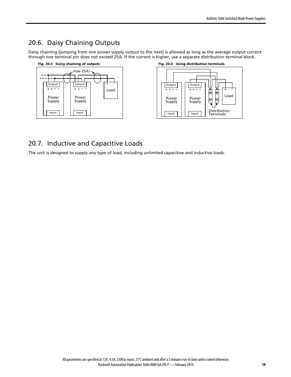 Daisy chaining outputs, Inductive and capacitive loads | Rockwell Automation 1606-XLP60BQT Power Supply Reference Manual User Manual | Page 19 / 24