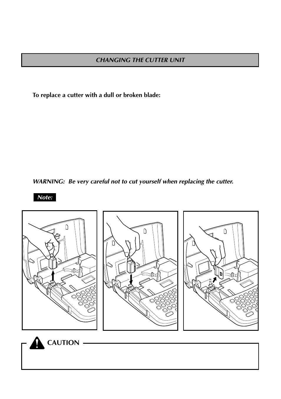 Changing the cutter unit | Brother TZTAPE PT-300 User Manual | Page 10 / 82