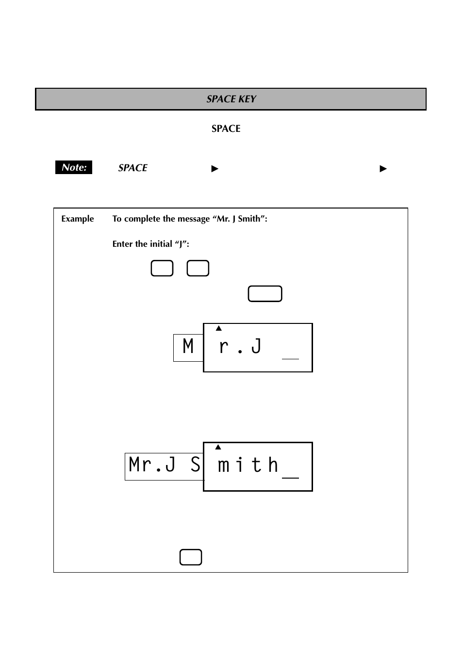 Space key, R. j m, Mi t h mr.j s | Brother TZTAPE PT-300 User Manual | Page 16 / 82