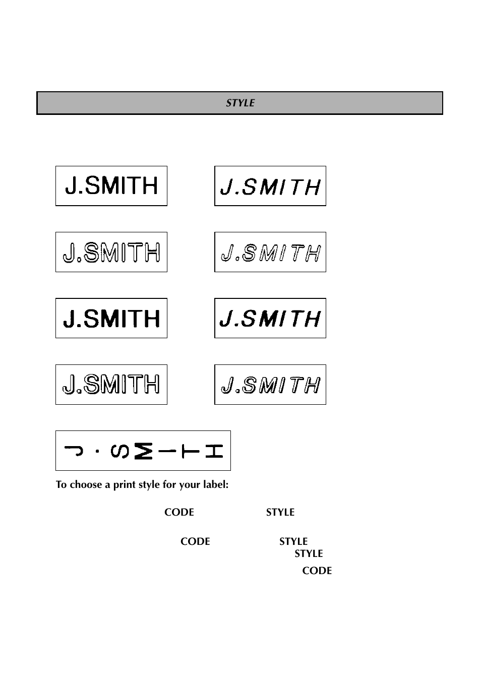 Style | Brother TZTAPE PT-300 User Manual | Page 30 / 82