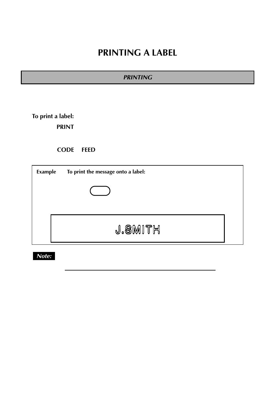 Printing a label, Printing | Brother TZTAPE PT-300 User Manual | Page 34 / 82