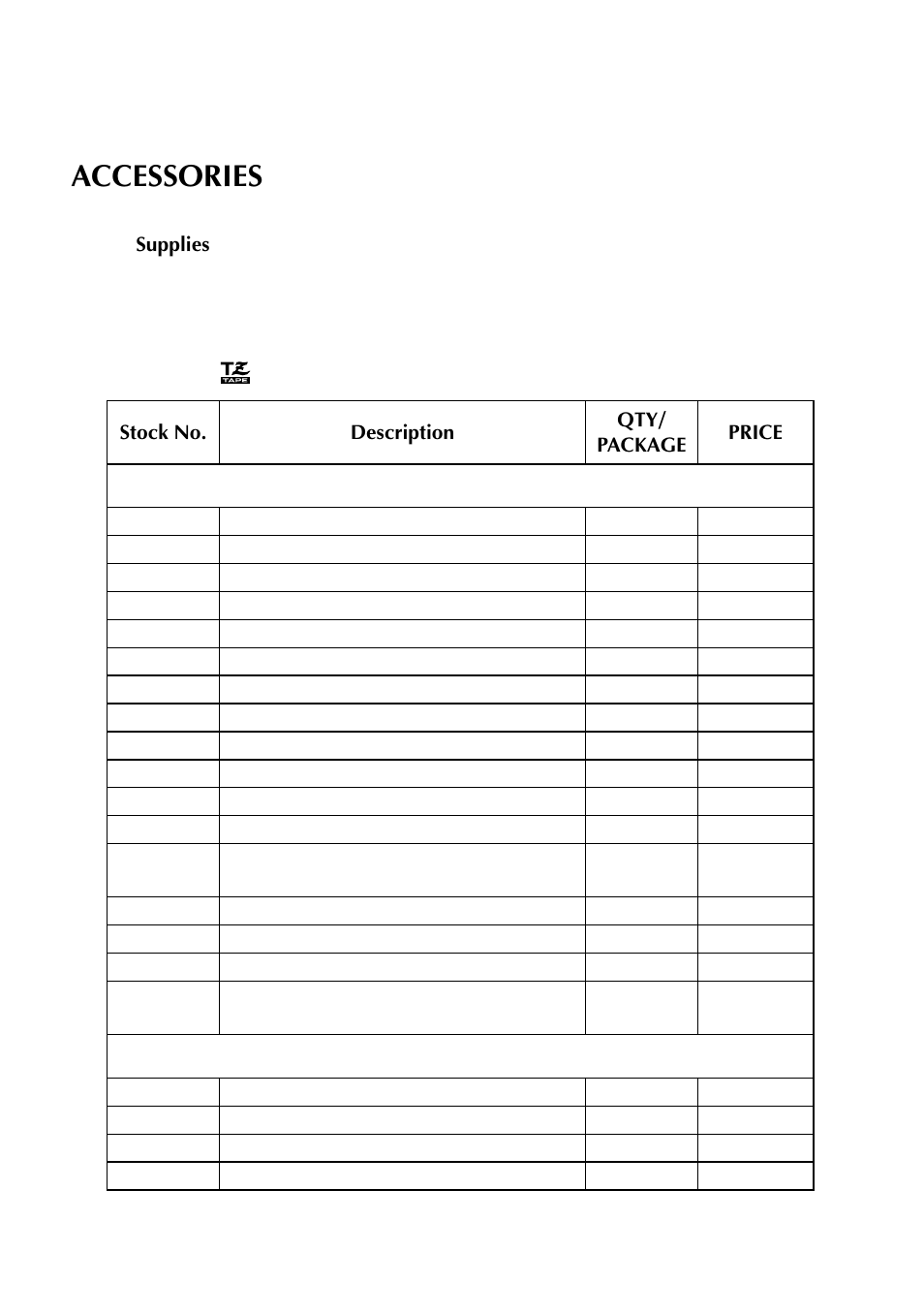 Accessories | Brother TZTAPE PT-300 User Manual | Page 53 / 82