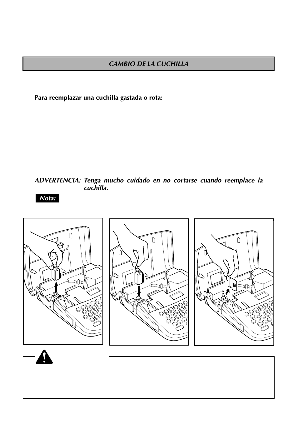 Cambio de la cuchilla | Brother TZTAPE PT-300 User Manual | Page 63 / 82