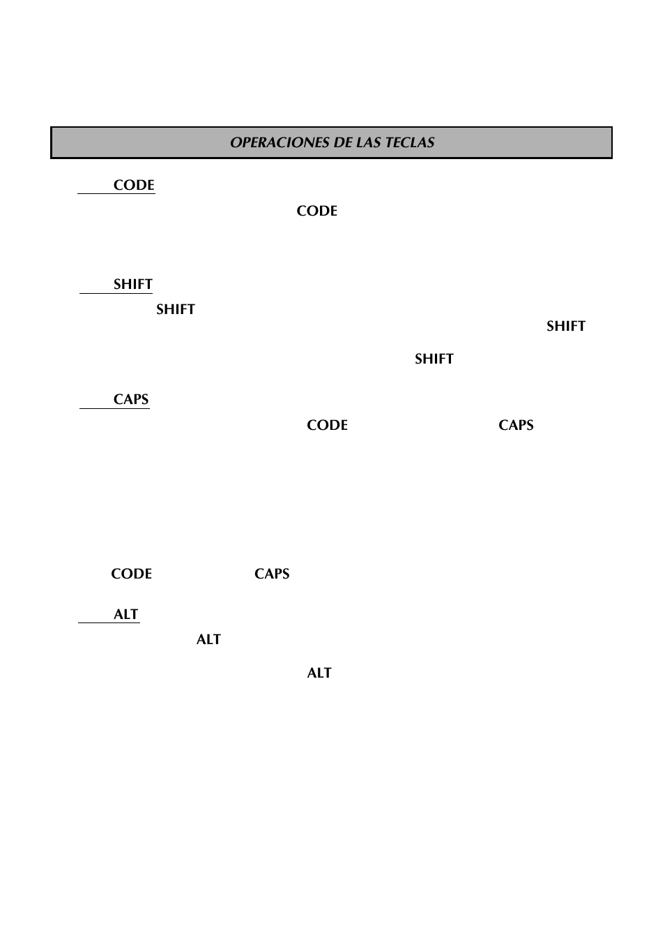 Operaciones de las teclas | Brother TZTAPE PT-300 User Manual | Page 64 / 82