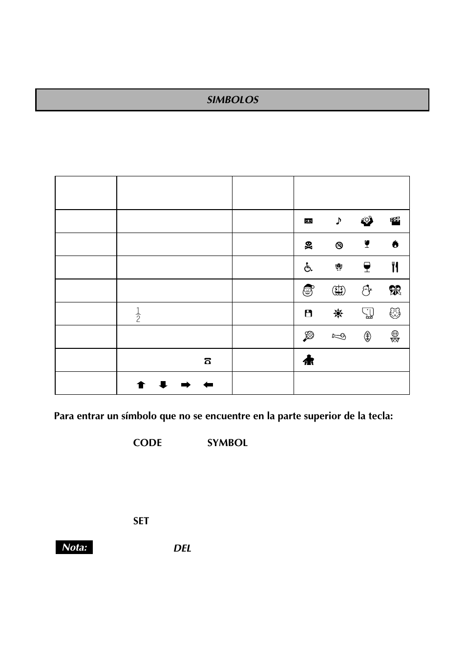Simbolos | Brother TZTAPE PT-300 User Manual | Page 66 / 82