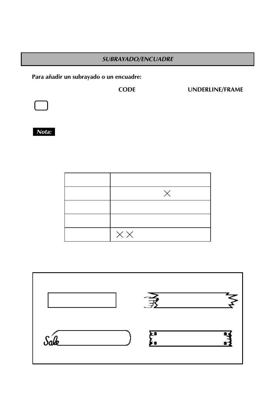 Subrayado/encuadre | Brother TZTAPE PT-300 User Manual | Page 71 / 82