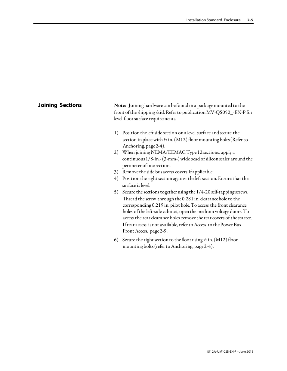 Rockwell Automation 1512A MV Controllers - 800A One-High Cabinet User Manual | Page 15 / 105
