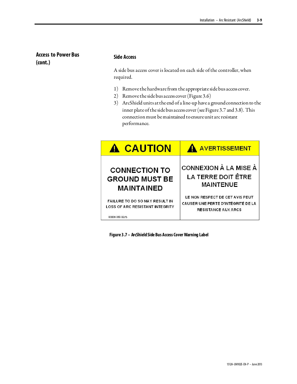 Access to power bus (cont.) | Rockwell Automation 1512A MV Controllers - 800A One-High Cabinet User Manual | Page 34 / 105