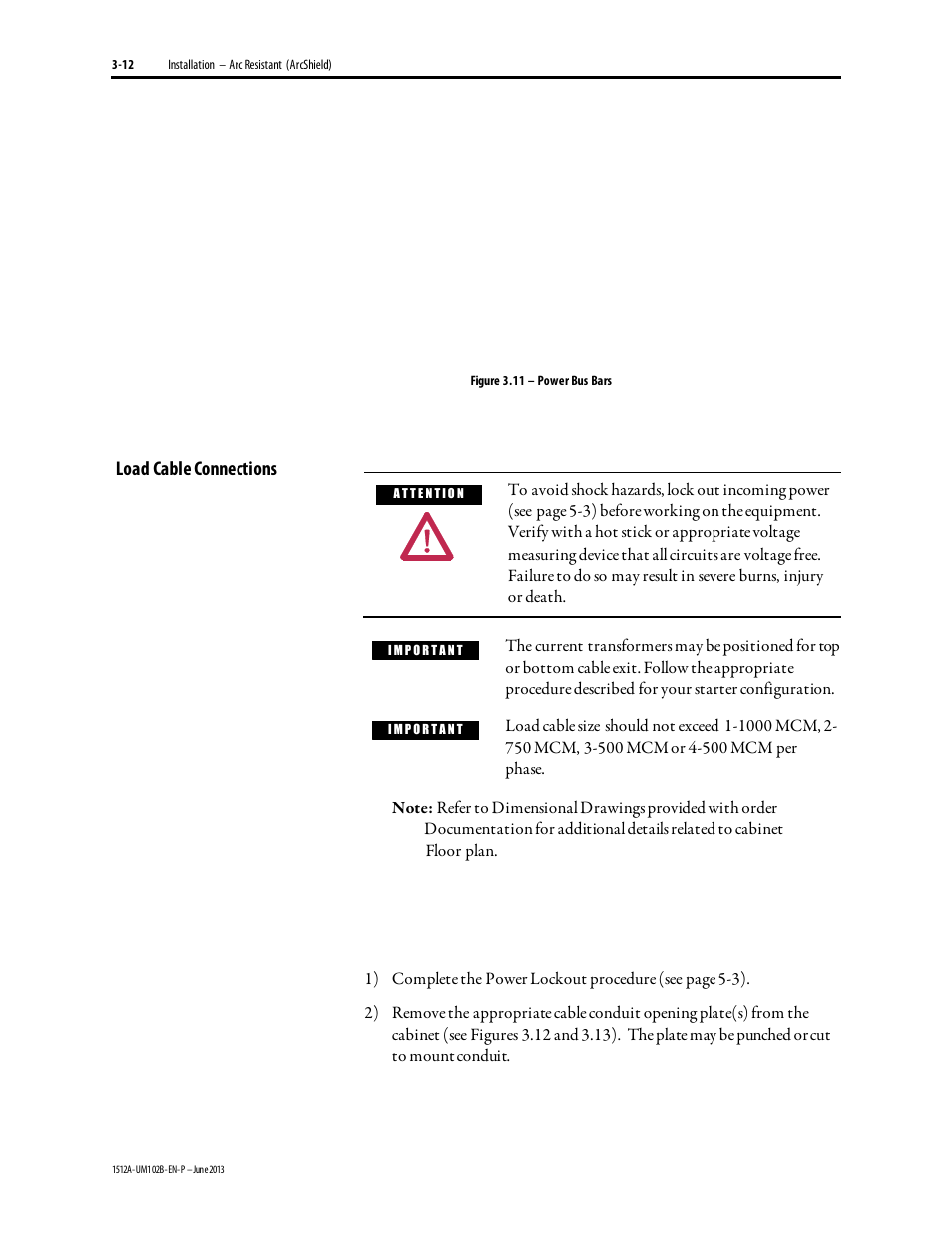 Rockwell Automation 1512A MV Controllers - 800A One-High Cabinet User Manual | Page 37 / 105