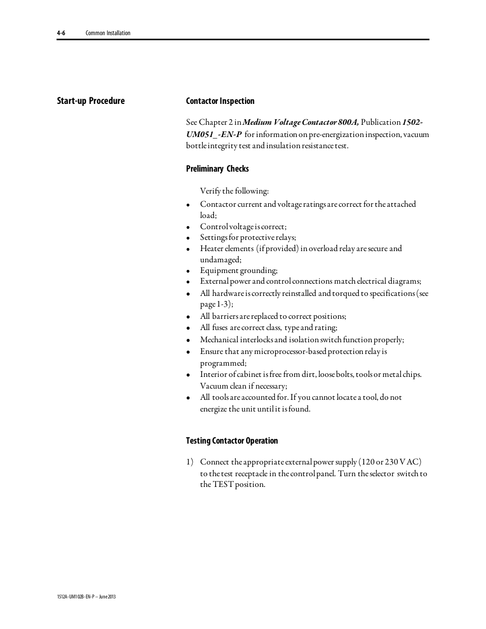 Rockwell Automation 1512A MV Controllers - 800A One-High Cabinet User Manual | Page 45 / 105