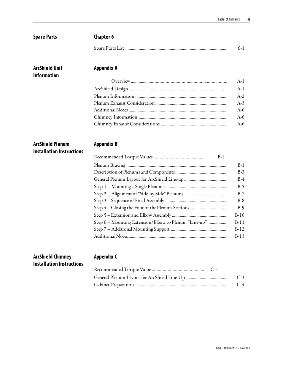 Chapter 6, Appendix a, Appendix b | Appendix c | Rockwell Automation 1512A MV Controllers - 800A One-High Cabinet User Manual | Page 5 / 105