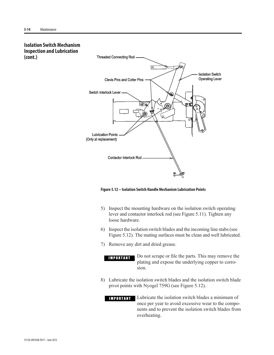 Auxiliary contacts inspection and replacement | Rockwell Automation 1512A MV Controllers - 800A One-High Cabinet User Manual | Page 62 / 105