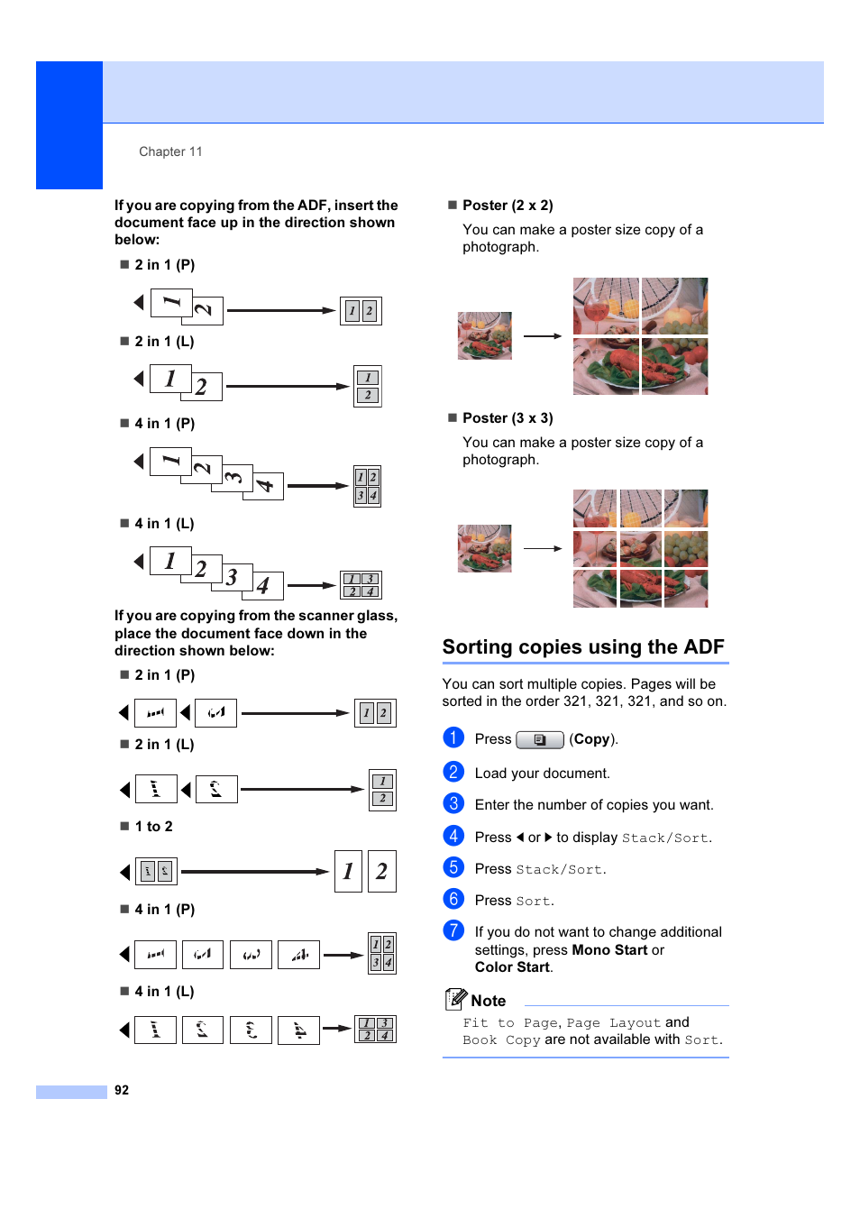 Sorting copies using the adf, Sorting copies using | Brother MFC 6890CDW User Manual | Page 101 / 227