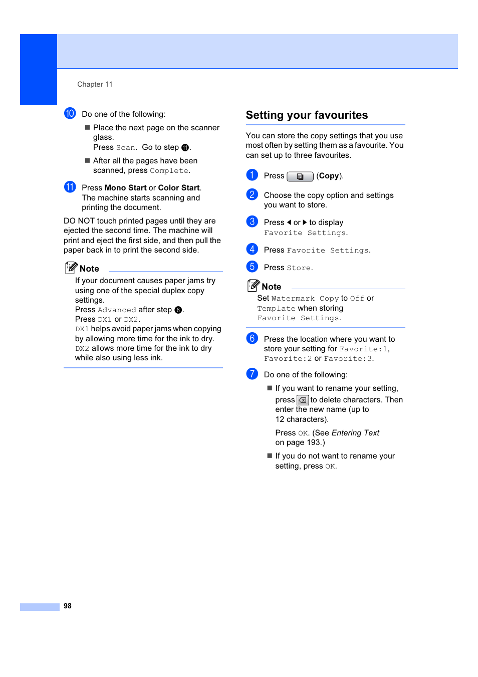 Setting your favourites | Brother MFC 6890CDW User Manual | Page 107 / 227