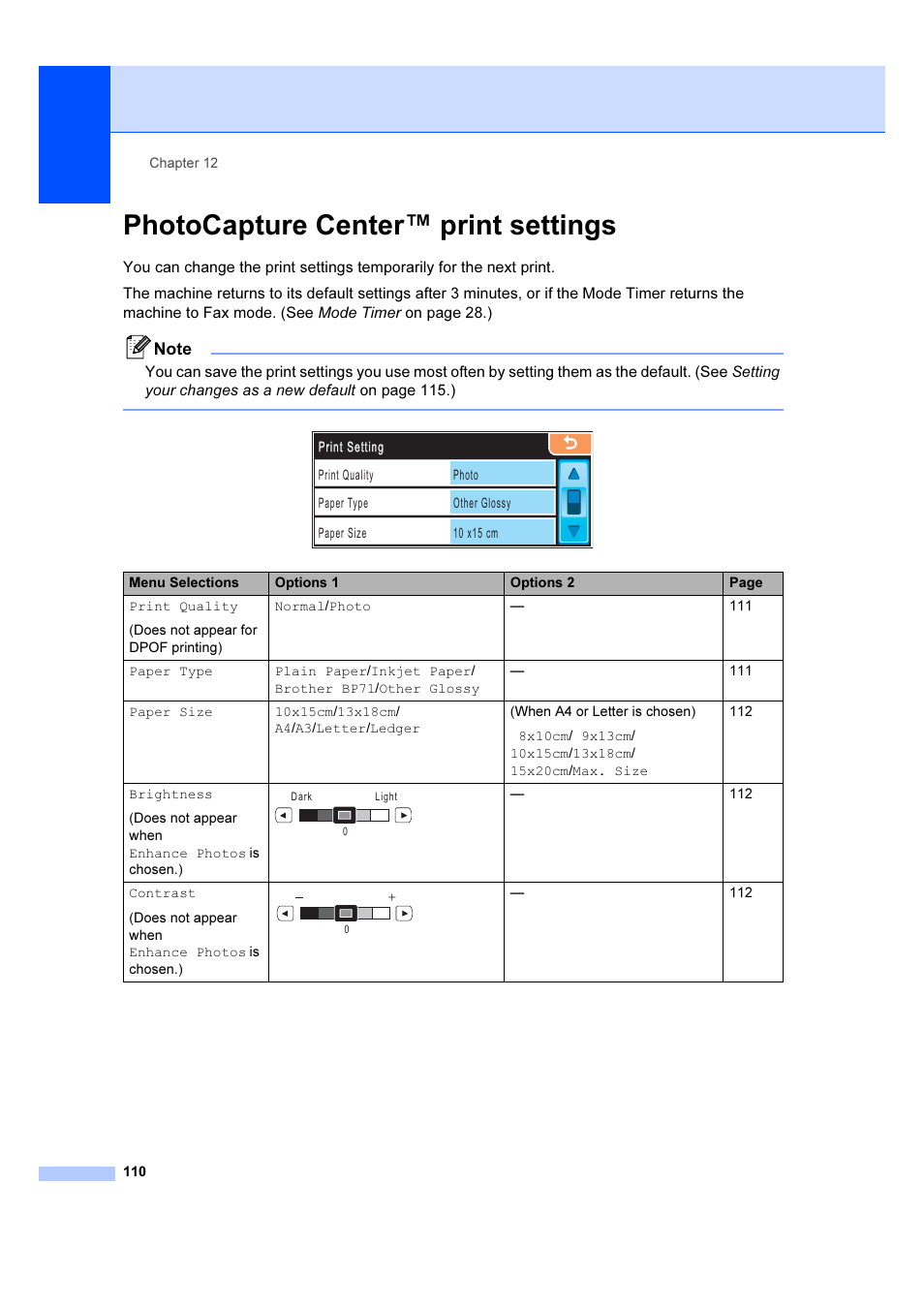 Photocapture center™ print settings | Brother MFC 6890CDW User Manual | Page 119 / 227