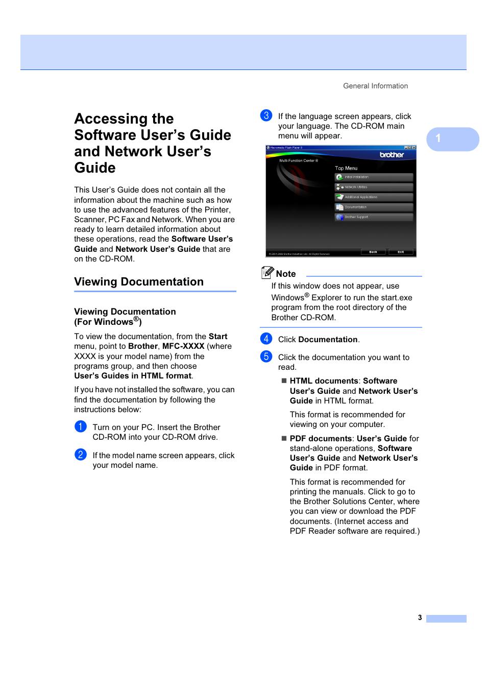 Viewing documentation (for windows®), Viewing documentation | Brother MFC 6890CDW User Manual | Page 12 / 227