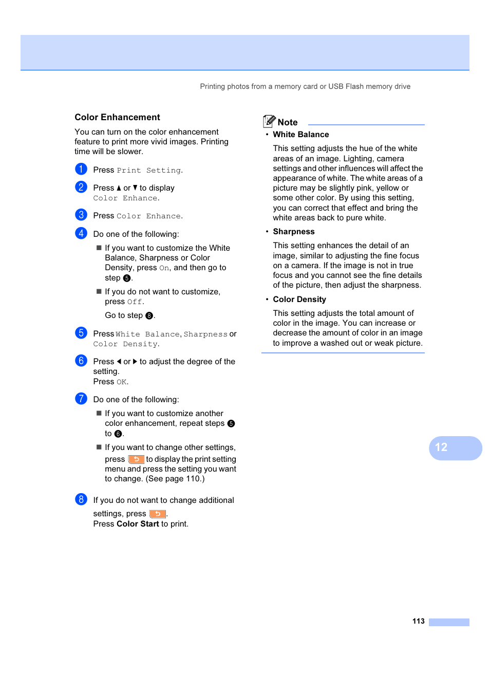 Color enhancement | Brother MFC 6890CDW User Manual | Page 122 / 227