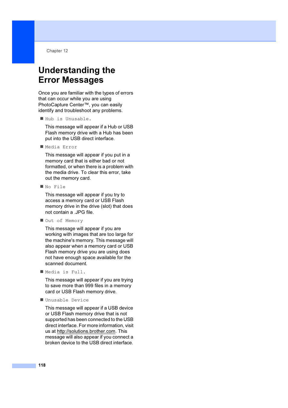 Understanding the error messages | Brother MFC 6890CDW User Manual | Page 127 / 227