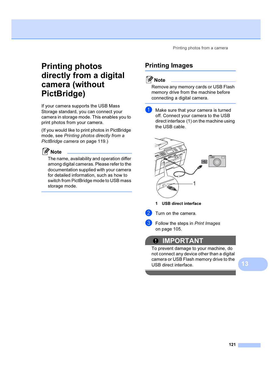 Printing images, Important | Brother MFC 6890CDW User Manual | Page 130 / 227