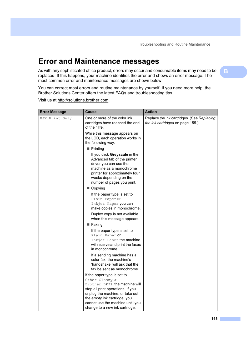 Error and maintenance messages | Brother MFC 6890CDW User Manual | Page 154 / 227