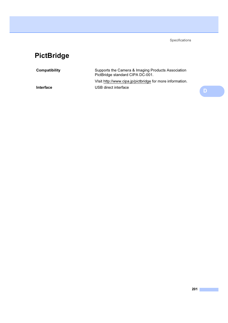 Pictbridge | Brother MFC 6890CDW User Manual | Page 210 / 227