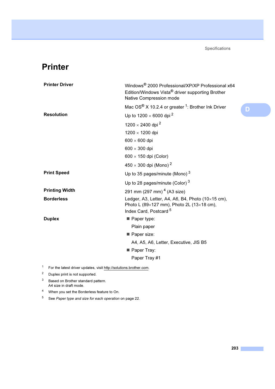 Printer | Brother MFC 6890CDW User Manual | Page 212 / 227