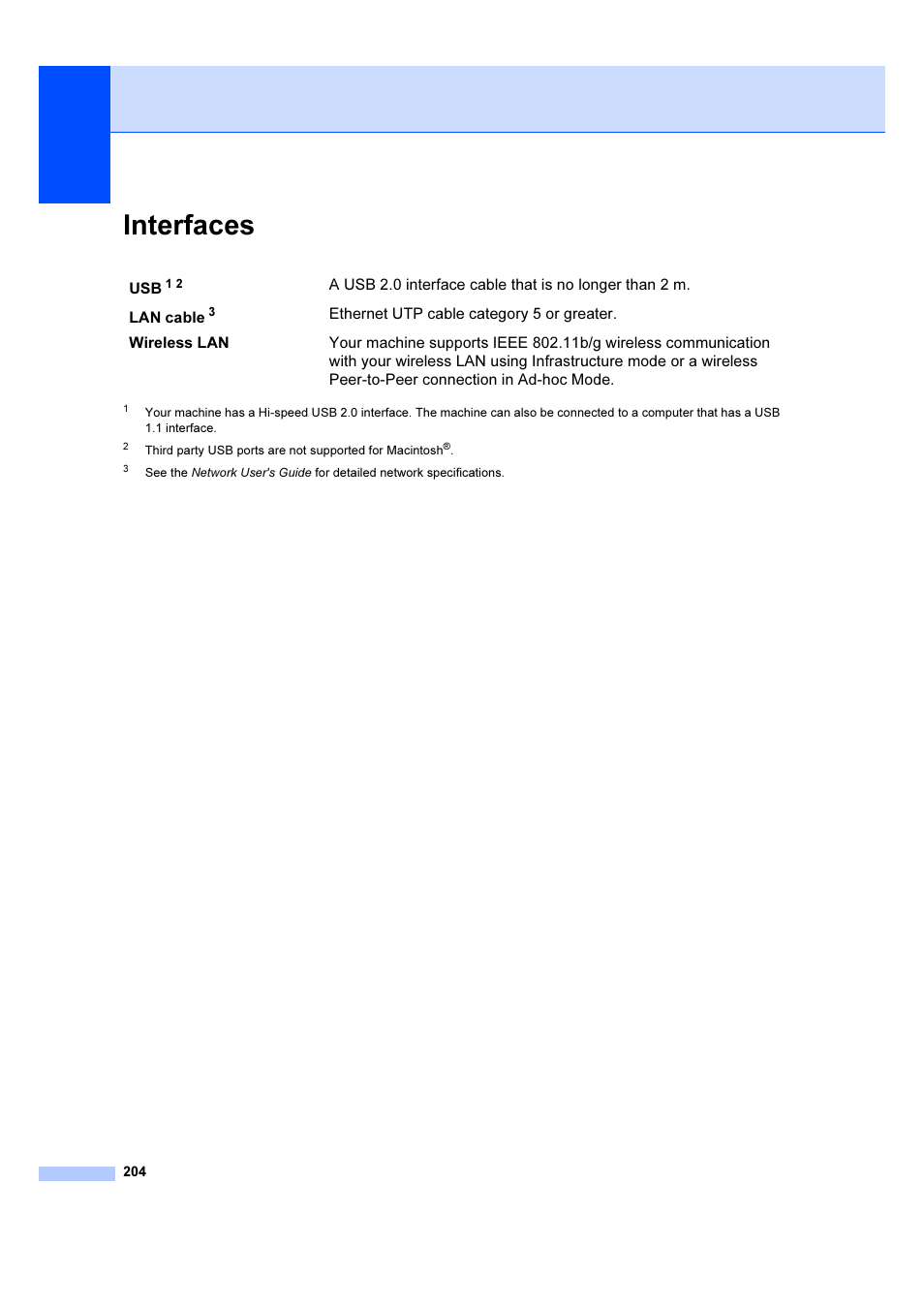 Interfaces | Brother MFC 6890CDW User Manual | Page 213 / 227